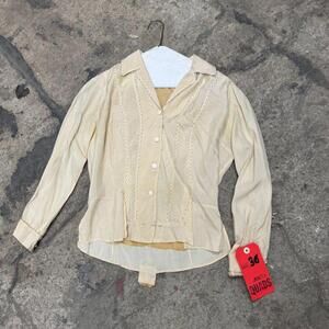 Vintage Film Costume 40s 50s Does Edwardian Antique Style Cream Blouse